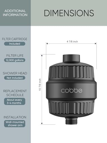 Cobbe Shower Filter for Hard Water - High Output Shower Filter for Removing Chlorine and Harmful Substances, Matte Black