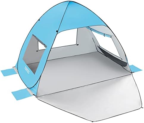 TOBTOS UPF 50+ Pop Up Beach Tent, Easy Set Up Beach Umbrella, Sun Shelter for 2-3 People UV Protection Portable Sunshade, Baby Canopy Cabana, Lightweight with Carry Bag