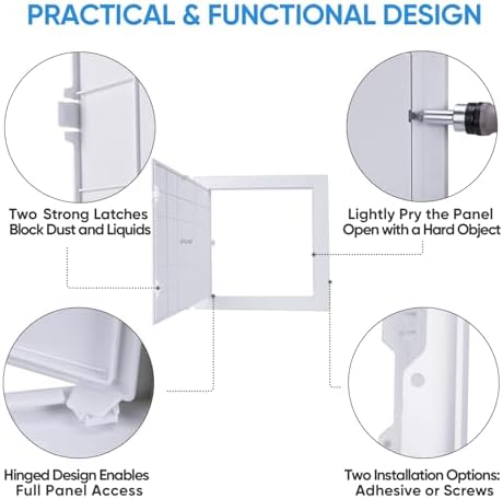 TICONN Access Panel for Drywall, 10 x 10 Inch ABS Plastic Wall Hole Cover Access Doors, Easy Install Plumbing Wall Panel for Drywall, Ceiling, Wiring and Cables
