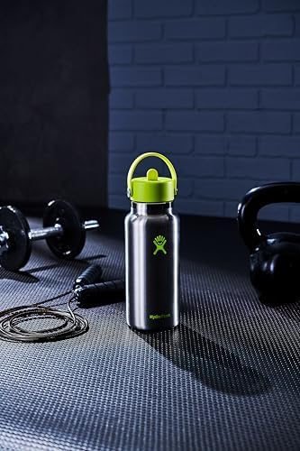 HYDRO FLASK Wide Mouth vacuum insulated stainless steel water bottle with leakproof closeable straw lid for cold water drinks, sports, travel, car and school