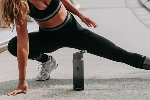 HYDRO CELL Stainless Steel Insulated Water Bottle with Straw - For Cold & Hot Drinks - Metal Vacuum Flask with Screw Cap and Modern Leakproof Sport Thermos for Adults (Graphite/Black 24oz)