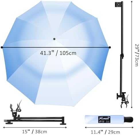 UPF 50+ Beach Umbrella with Adjustable Universal Clamp