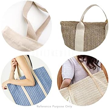 CRAFTMEMORE 1 1/2 Inches Cotton Webbing Strap, Two Tone Heavy Webbing Straps for Arts and Crafts, Luxury Bag Strap (5 Yards, Tan-Ivory)