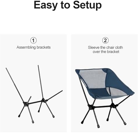 CAMEL CROWN Portable Camping Chair Lightweight Compact Folding Chair Mesh for Outdoor Camp Travel Beach Picnic Festival Hiking Backpacking Navy Blue