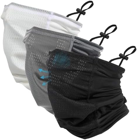 Geyoga 3 Pcs Adjustable Cooling Neck Gaiter Breathable Balaclava Neck Mask Strap Mesh Sun Scarf for Summer Sports Cycling