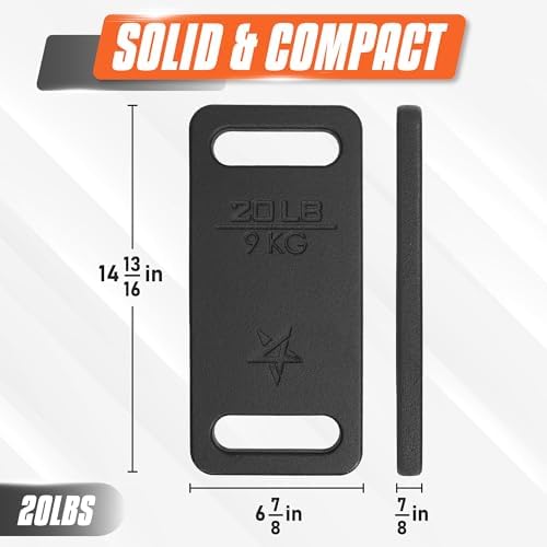 Yes4All Cast Iron Ruck Weight, Weighted Plate for Rucking, Swings, Squat, Strength Training - Multiple Weights: 10LB to 45LB