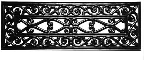Ottomanson Indoor/Outdoor Hose-Wash Iron Wrought Design Non-Slip Rubber 10" x 30" Modern Stair Treads for Stairs, Garage, Patio, 5 Pack, Black Wrought