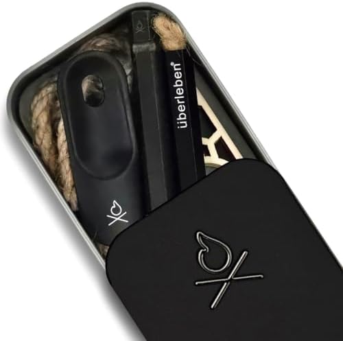 Überleben FIREKIT Survival Fire Starter Kit - All-in-One Fire Starting Kit w/Ferro Rod, Striker, Tinder Wick & Bellow, & Dry Kindling for Camping