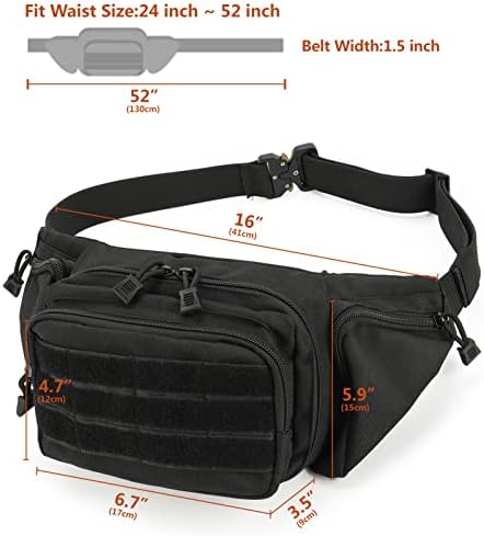 Concealed Carry Fanny Pack, Quick-Release Metal-Buckle Tactical Fanny Pisto Pack for Men, Military Molle Pistol Waist Bag