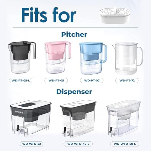 Replacement for All Waterdrop Pitcher and Dispenser Filtration Systems, Fits Waterdrop WD-PF-01A Plus, Reduces PFAS, PFOA/PFOS, Chlorine, Last Up to 200 Gallons (Pack of 4), AQUA CREST