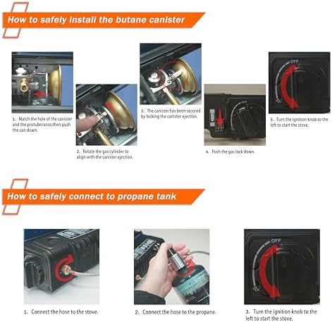 Dual Fuel Camp Stove with Windblocker, Propane or Butane Stove10000 BTU With Propane Adapter Hose and Carrying Case Propane Stove for Camping,Gas Portable Stove for Huting, Hikingļ¼Fuel not includedļ¼