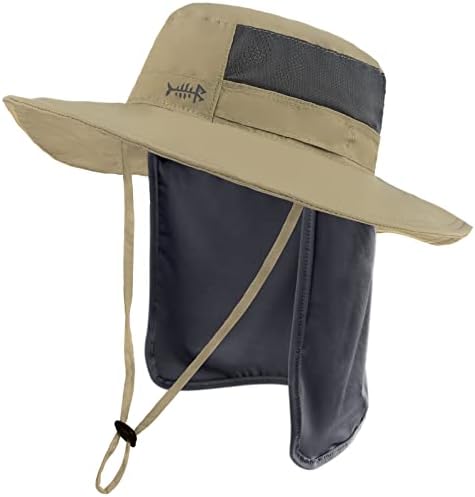 BASSDASH UPF 50+ Sun Fishing Hat Water Resistant with Detachable Neck Flap