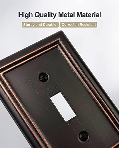 4-Pack Single Toggle Wall Plate, Decorative Aged Bronze Light Switch Cover, Metal Switch Plate Cover, 3.15''*4.88'', Midsize