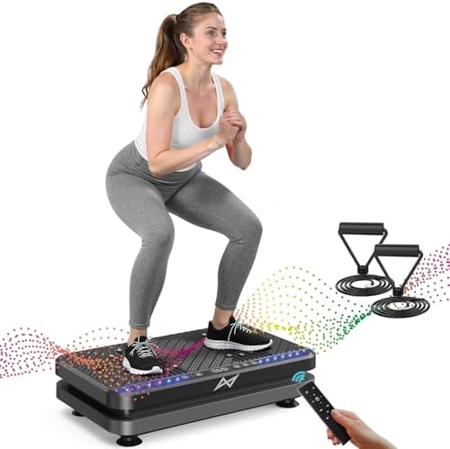 AXV Vibration Plate Fitness Platform Exercise Machine Vibrating Lymphatic Drainage Shaking Full Body Shaker Workout Vibrate Stand Shake Board Sport Gym for Weight Loss Fat Burner for Women Men