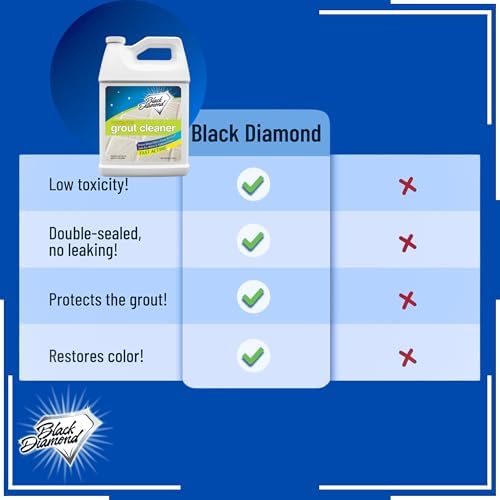 Black Diamond Ultimate Grout Cleaner: Best Cleaner for Tile, Ceramic, Porcelain, Marble Acid-Free Safe Deep Cleaner & Stain Remover for Even The Dirtiest Grout (1-Gallon)
