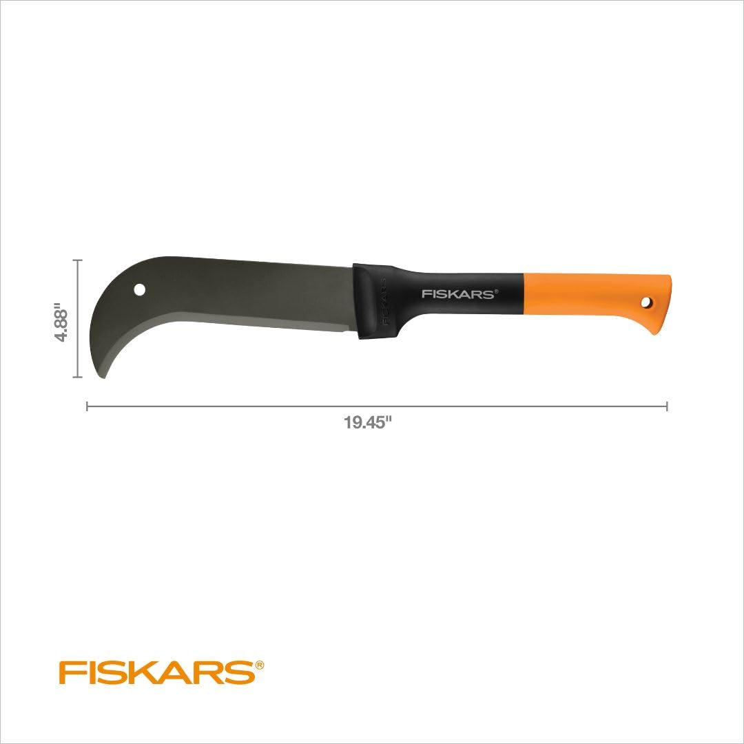 Fiskars 19" Brush Axe, 10" Curved Blade, Machete for Cutting Tree Branches