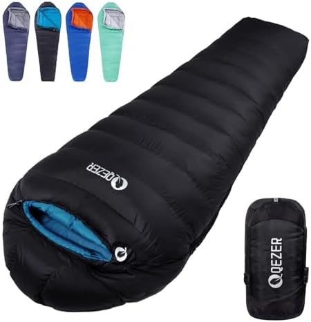 Down Sleeping Bag for Adults 0°F 10°F 15°F 20°F Backpacking Sleeping Bag for Cold Weather with Compression Sack