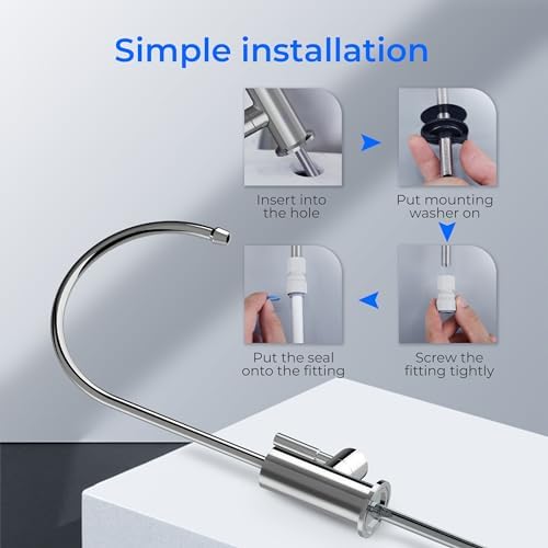 Waterdrop Filtered Water Faucet, Drinking Water Faucet, Reverse Osmosis Faucet, RO Faucet, RO Water Faucet, Water Filter Faucet for Kitchen Sink, Stainless Steel, Lead-Free, Polished Chrome