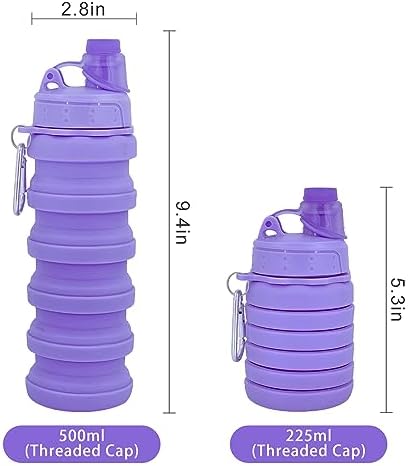 Collapsible Water Bottles Travel water bottle Sports Portable Sport Water Bottle Reusable Water Bottles comes with mountaineering Buckle 500ml silicone Water-proof camping water bottle