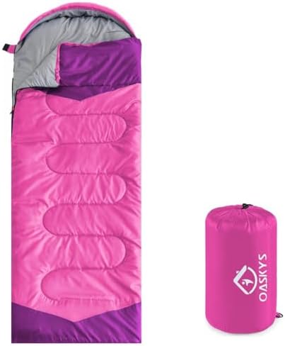 oaskys Camping Sleeping Bag - 3 Season Warm & Cool Weather - Summer Spring Fall Lightweight Waterproof for Adults Kids - Camping Gear Equipment, Traveling, and Outdoors