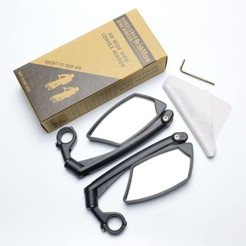 Handlebar Bike Mirror, Scratch Resistant Glass Lens, Ajustable and Rotatable Safe Rearview Bicycle Mirror