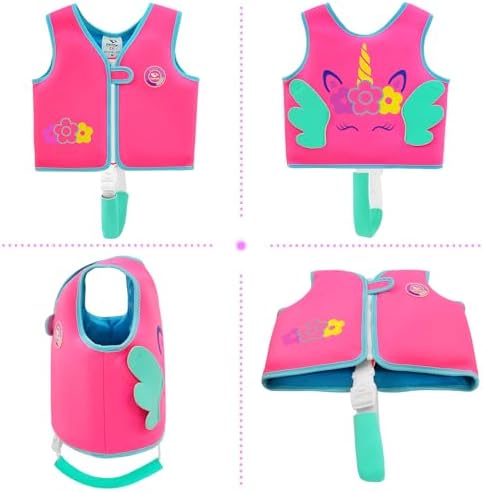Pottwal Swim Vest for Kids - Swim Jacket for 1-2 Years (24-33LBS) - Buoyancy Aid Made of Neoprene & EPE - with Adjustable Crotch Strap