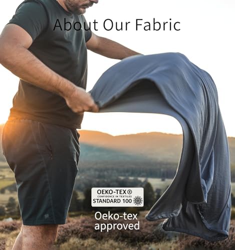 All Season Fleece Sleeping Bag Liner Adds Up to 27°F/ 15°C, Lightweight Mummy Sleeping Sack for Cold Weather and Winter Backpacking, Camping, Traveling with Drawstring Hood and Stuff Sack E629