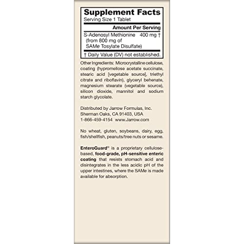 Jarrow Formulas SAMe 400 mg, Supports Joint Health, Liver Function, Brain Metabolism, 60 Tablets, Up To a 60 Day Supply