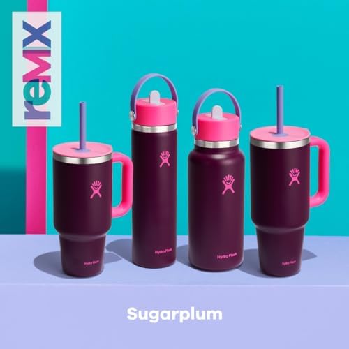 HYDRO FLASK Wide Mouth vacuum insulated stainless steel water bottle with leakproof closeable straw lid for cold water drinks, sports, travel, car and school