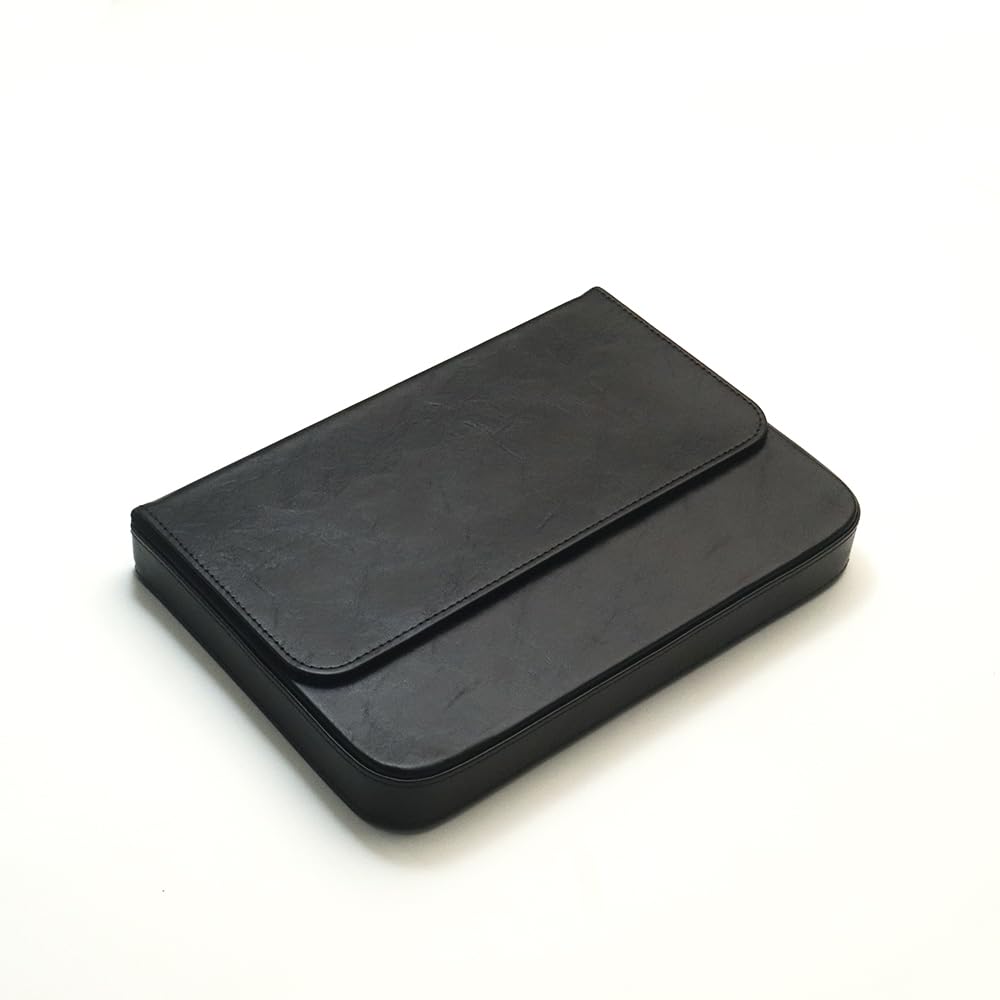 MIVLXLX Leather 12 Fountain Pen/Pencil Tray Case Organizer, Fashion Design, Handmade, Magnetic Closure with Drawer, Christmas Gift for Man/Woman/Office, 12 Slots(black)