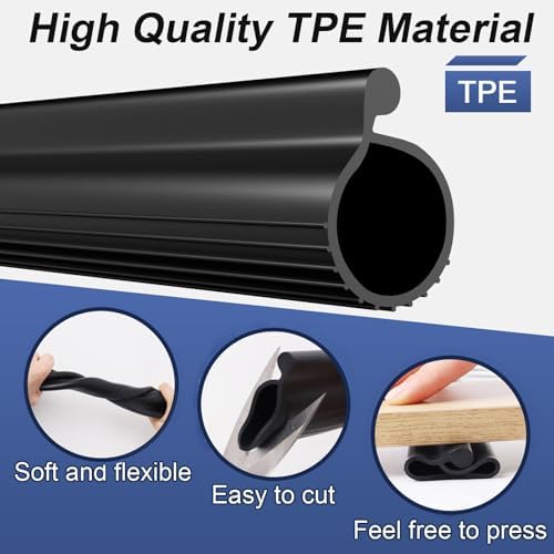 Garage Door Seal P Bulb – 16.8ft Flexible Weatherproof TPE Seal for Single-Channel Doors, Easy DIY Installation, Extreme Temperature Protection, Prevents Drafts, Noise Reduction, Saves Energy