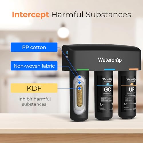 Waterdrop WD-TSA-UF 0.01 μm Ultra Filtration Under Sink Water Filter, Under Sink Water Filtration System 9 Stage Filtration, Reduces Chlorine, Taste and Odor, Fluoride, Advanced USA Tech