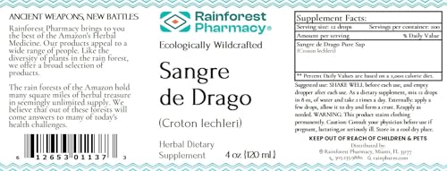 Sangre de Drago (or grado) Peruvian Dragon’s Blood Liquid (4oz) | 100% Pure Liquid Sap Ecologically Wildcrafted Croton Lechleri Dragon’s Blood for Natural Skin Healing and Digestion Support