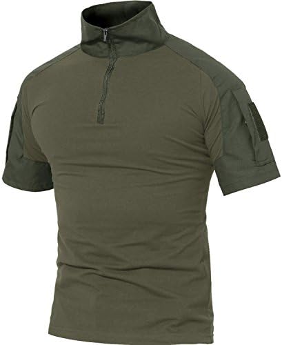 MAGCOMSEN Men's Tactical Military Shirts 1/4 Zip Short Sleeve Slim Fit Camo Shirt