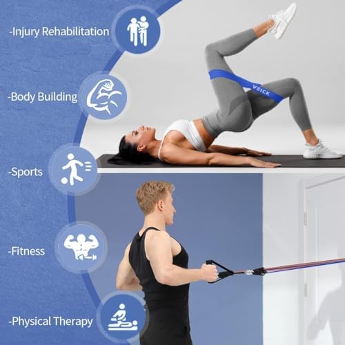 VEICK Resistance Bands, Exercise Bands, Workout Bands Set for Working Out with Handles for Men Women, Elastic Exercising Bands for Fitness Weights Work Out at Home Gym