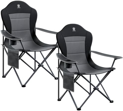 EVER ADVANCED Camping Chairs, Lawn Chairs Outdoor Sports Chairs, Folding Chair Camping Chairs for Adults, Supports 400lbs