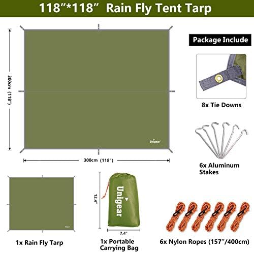 Unigear Hammock Rain Fly Waterproof Tent Tarp, UV Protection and PU 3000mm Waterproof, Lightweight for Camping, Backpacking and Outdoor Adventure