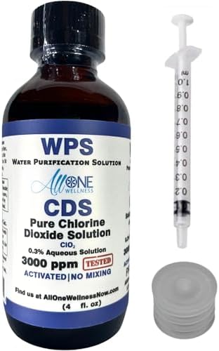 Chlorine Dioxide Pure CDS 3000 PPM ClO2 Glass Water Purification Solution Drops CDS 118 ml (4 oz)