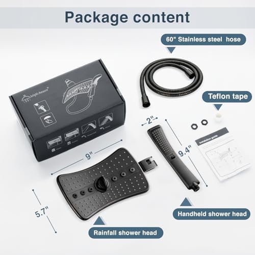 BRIGHT SHOWERS Four Spray Settings Shower Head Set Oil Rubbed Bronze and Black Finishing with 60" Long Stainless Steel Shower Hose