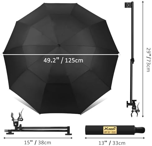 UPF 50+ Beach Umbrella with Adjustable Universal Clamp