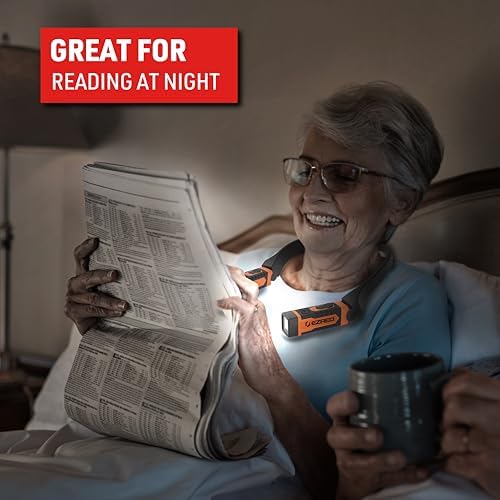 EZRED NK15-OR ANYWEAR Rechargeable Neck Light for Hands-Free Lighting, Orange, Perfect Light for Mechanics, Camping, Hunting, DIY Projects, Reading