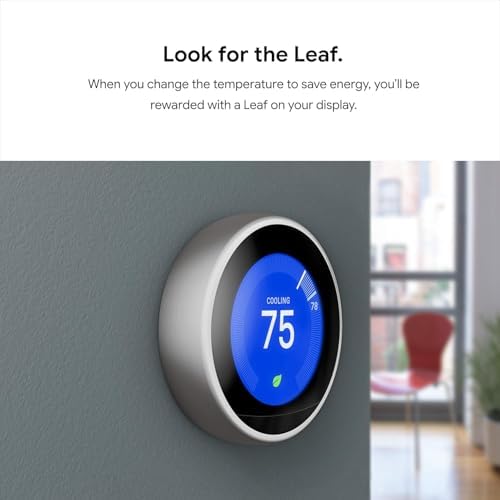 Google Nest Learning Thermostat - 3rd Gen - Programmable Smart Thermostat for Home - Compatible with Alexa (White)