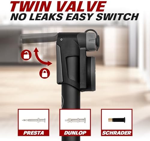 BV Mini Bike Pump Portable Frame Pump, Air Ball Pump Inflator with Ball Pump Needles, Fits Presta & Schrader- Smart Valve