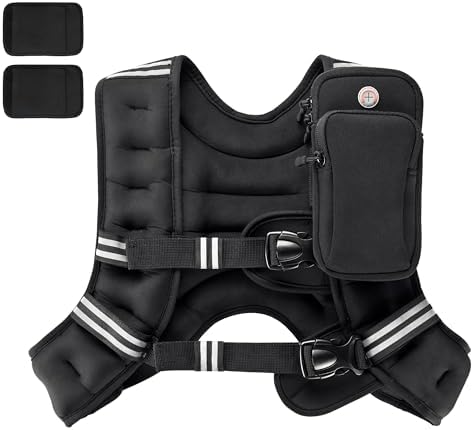 PACEARTH Weighted Vest,4lb/6lb/10lb/12lb/16lb/20lb/25lb/30lb Weight Vest with Reflective Stripe, Body Weight Vests Adjustable for Men, Women Workout, Strength Training, Running, Walking, Jogging