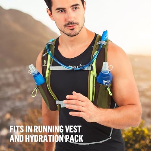 UTOBEST Soft Flask, 2 Pack Soft Flask Running Bottles 500ml,TPU Foldable Running Flask, Portable Collapsible Flask Handheld for Travel Traveling Hiking Cycling City Walk