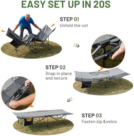 TIMBER RIDGE Extra Wide Heavy Duty Camping Cot for Adult, Easy Set Up Oversized Sleeping Cot with Carry Bag for Camping, Travel and Outdoors, Support up to 450lbs