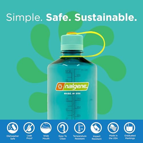Nalgene Sustain Tritan BPA-Free Water Bottle Made with Material Derived from 50% Plastic Waste (using ISCC certified mass balance), 32 OZ, Narrow Mouth