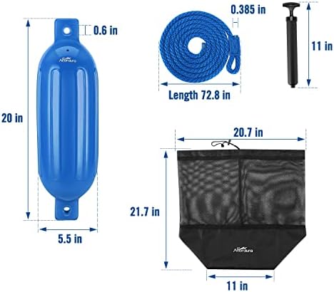 Affordura Boat Fender 4 Pack Boat Bumpers Fenders with 4 Ropes, Boat Bumpers for Pontoon Boat Fenders Inflatable