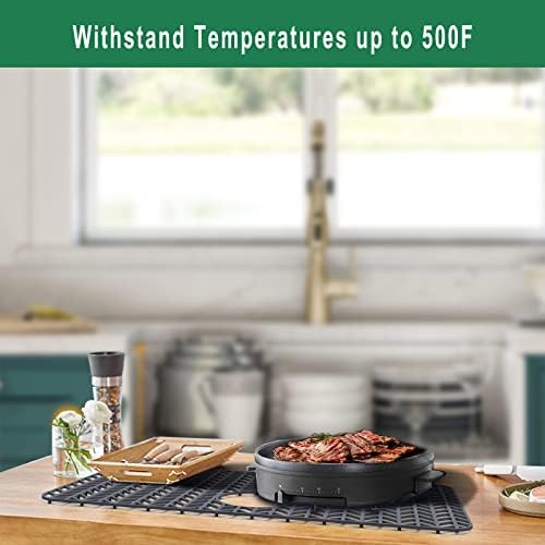 GUUKIN Sink Protectors for Kitchen Sink - 28.4"x 15.2" Silicone Kitchen Sink Mat Grid for Bottom of Farmhouse Stainless Steel Porcelain Sink with Rear Drain(Grey), 2815B