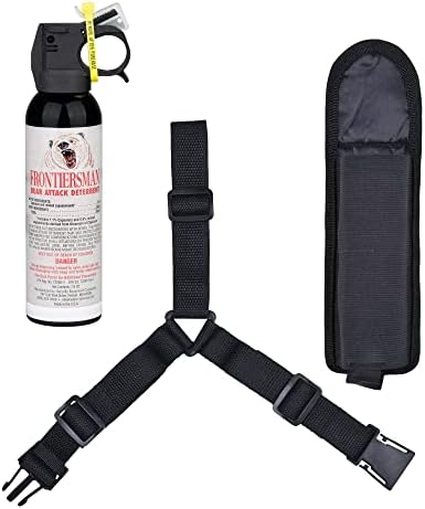 SABRE Frontiersman 7.9 fl oz. Bear Spray, Maximum Strength 2.0% Major Capsaicinoids, Powerful 30 ft. Range Bear Deterrent, Outdoor Camping & Hiking Protection, Quick Draw Holster & Multipack Options